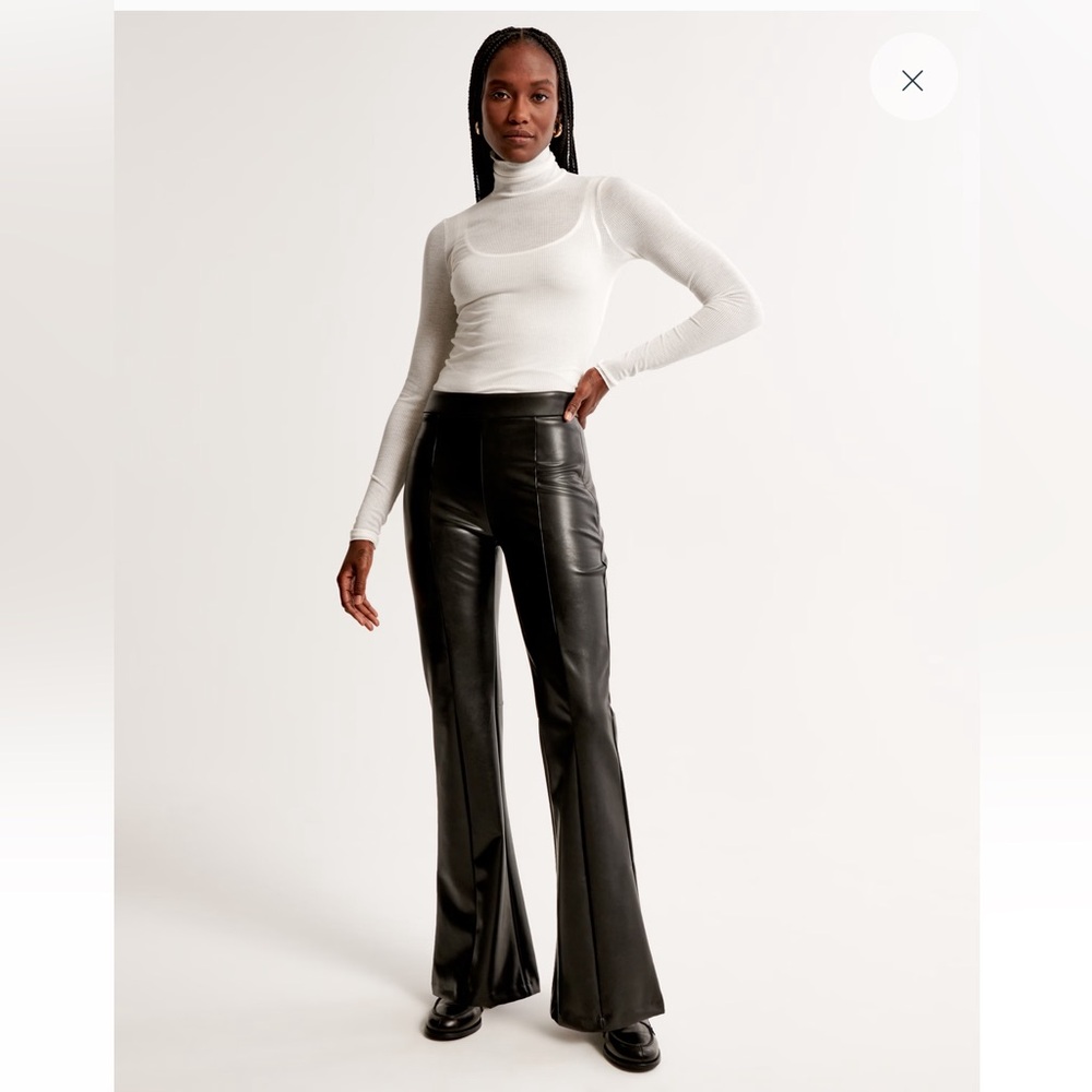 Black Vegan Leather Flare Pant